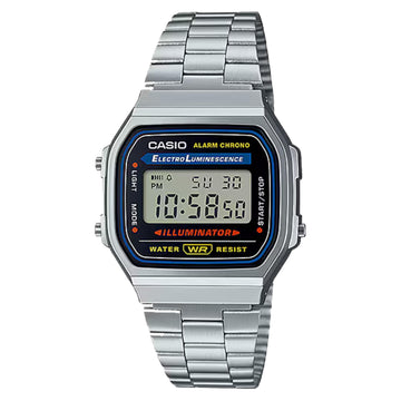 Ρολόι Casio Vintage A168WA-1 με ασημί μπρασελέ.